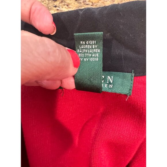 Lauren Ralph Lauren Red Cotton Jacket W/Gold Buckle Plus Size 1X Preppy Academic - Picture 9 of 13